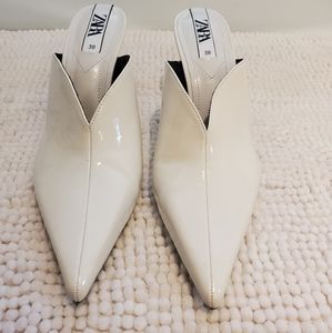 Zara White pleather mules